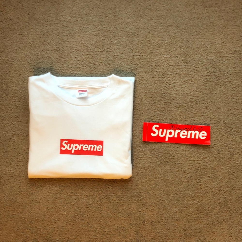 2014 Supreme 20th Anniversary White Box Logo Tee